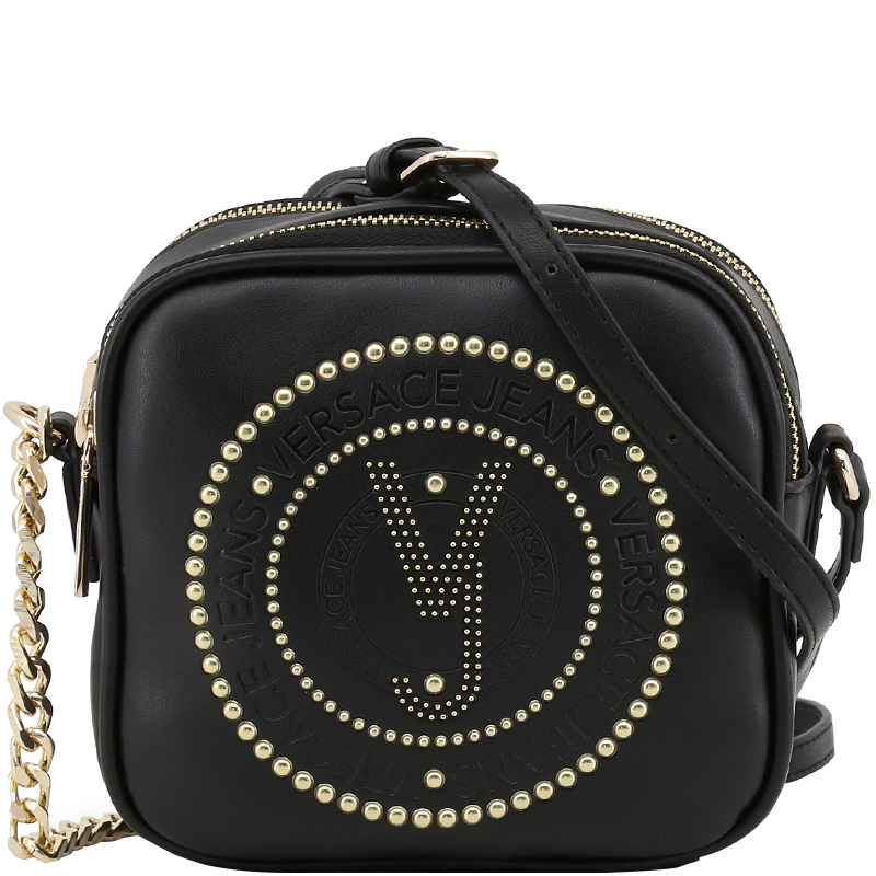 Versace Jeans Black Faux Leather Crossbody Bag | ModeSens