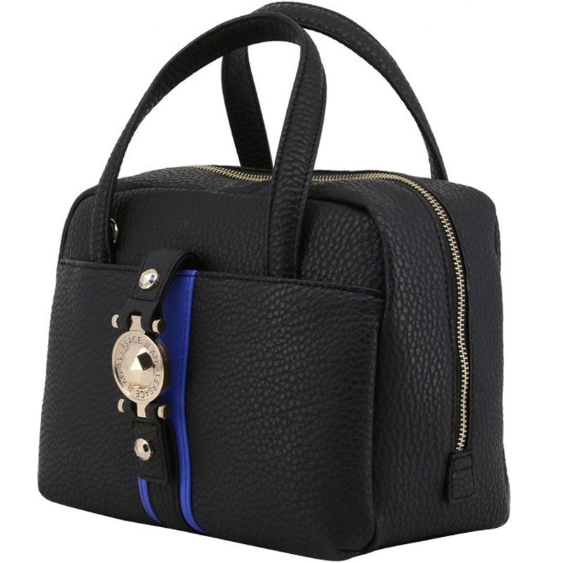 

Versace Jeans Black Pebbled Faux Leather Satchel Bag