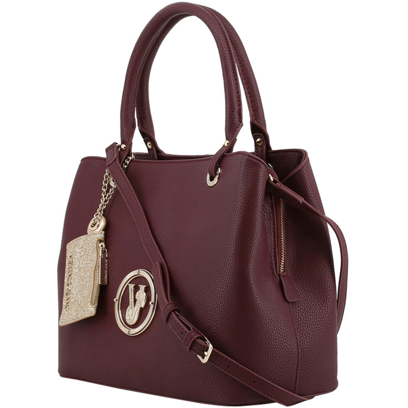 

Versace Jeans Maroon Pebbled Faux Leather Tote, Burgundy