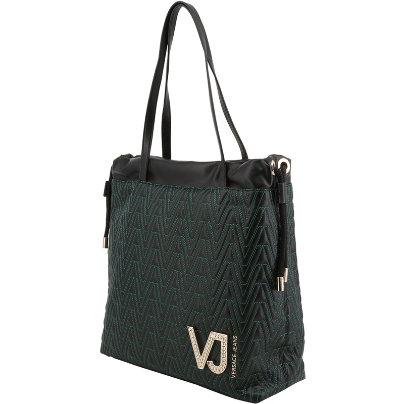 

Versace Jeans Black Signature Faux Leather Drawstring Tote