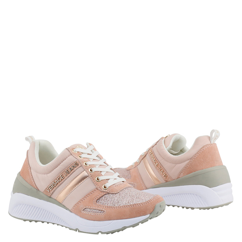 

Versace Jeans Pink Fabric and Suede Platform Sneakers Size