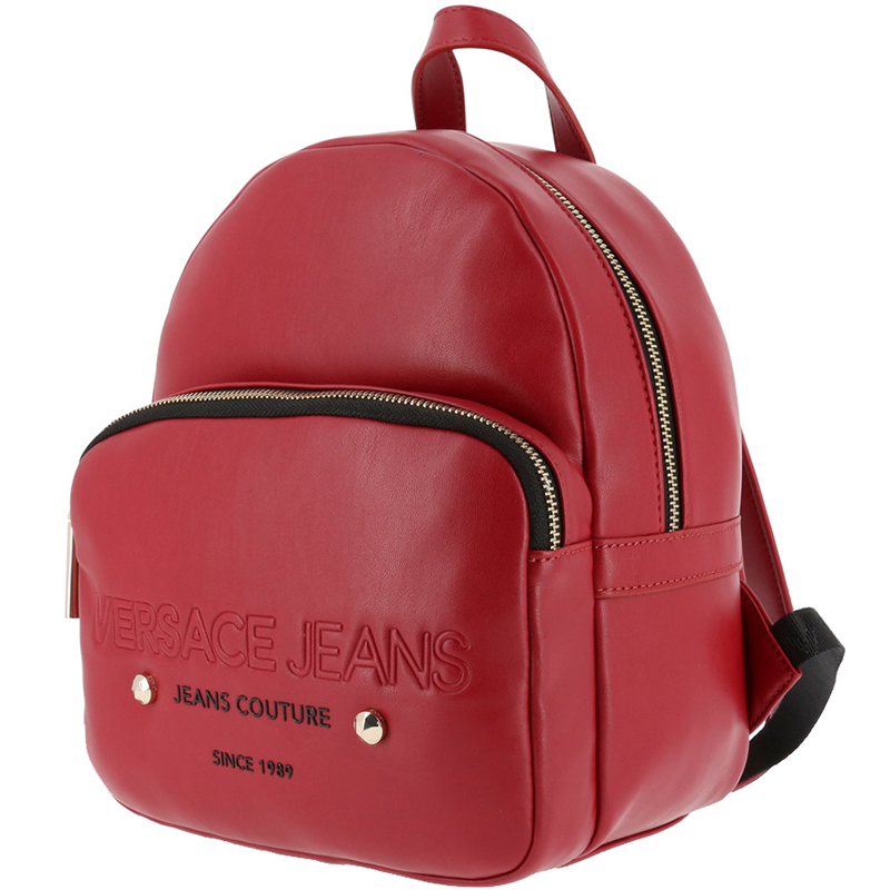 

Versace Jeans Two Tone Faux Leather Backpack, Red