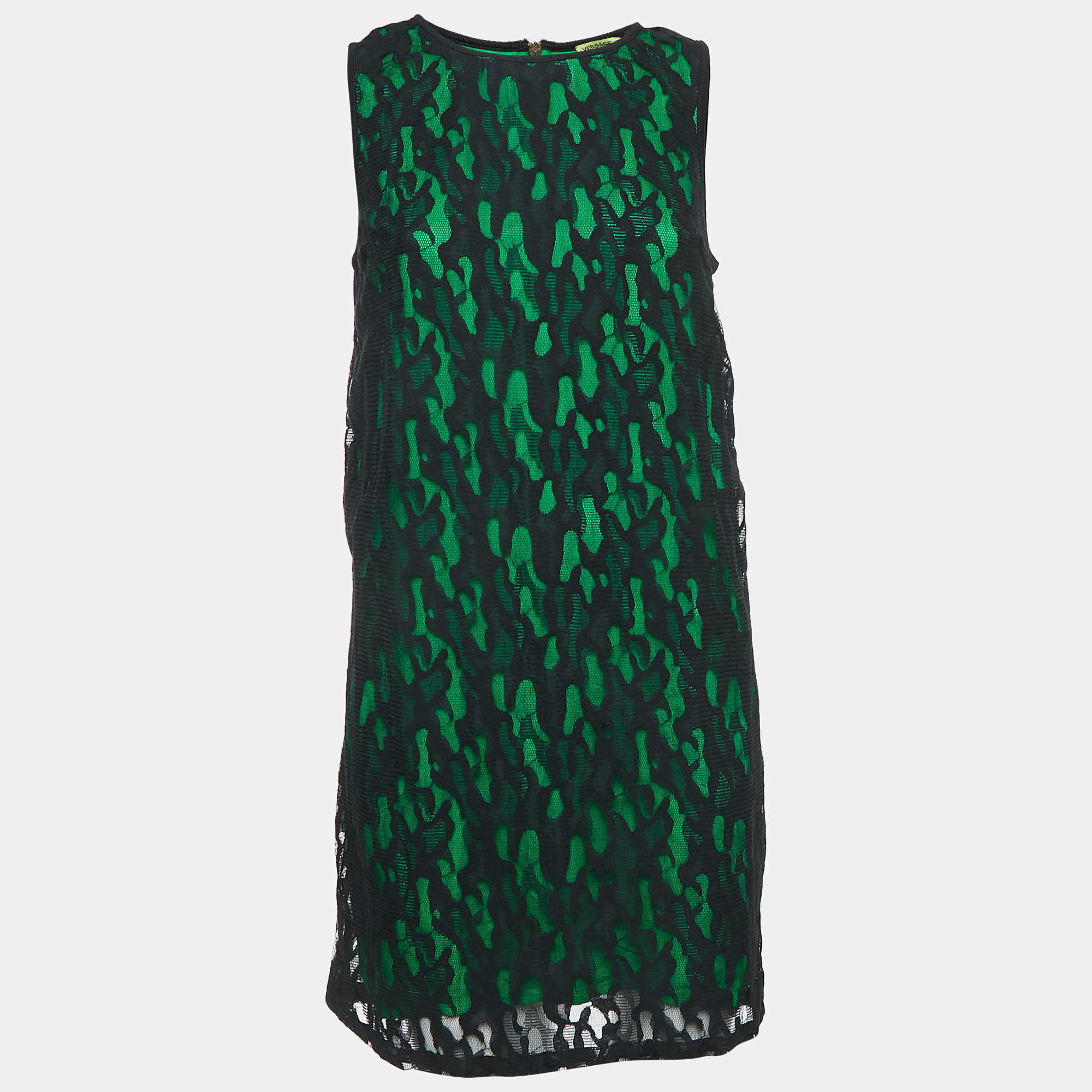 

Versace Jeans Black/Green Lace Overlay Sleeveless Mini Dress M