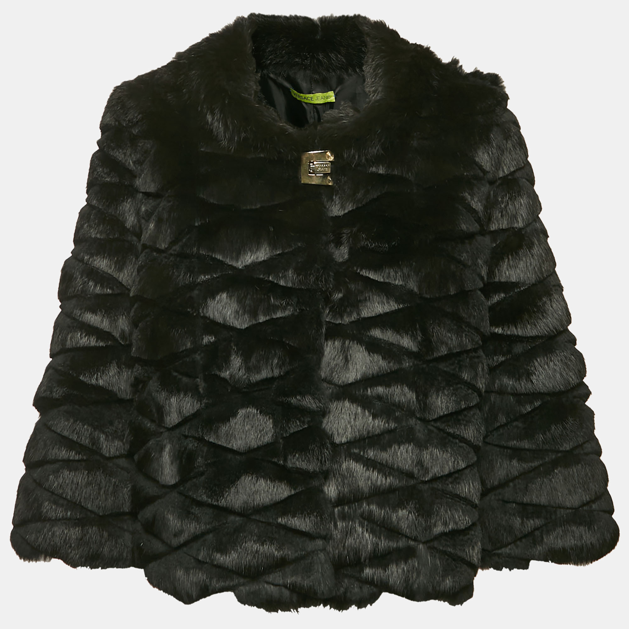 Pre-owned Versace Jeans Black Fur Coat S