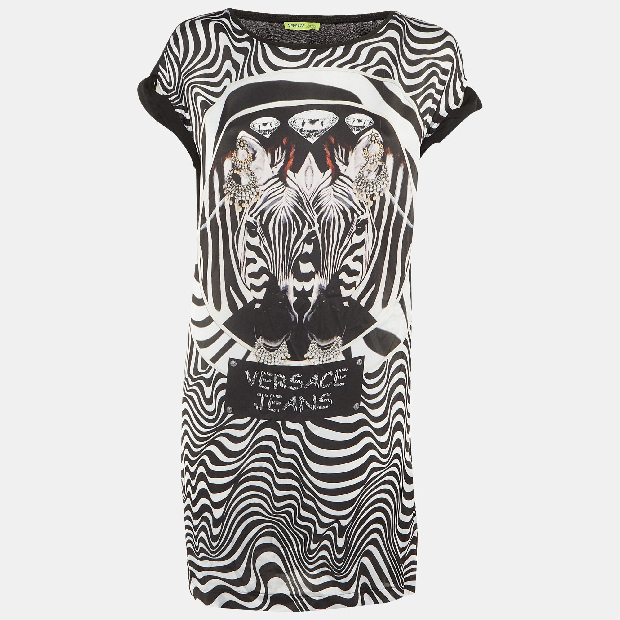 

Versace Jeans Black /White Printed Jersey Mini Dress M