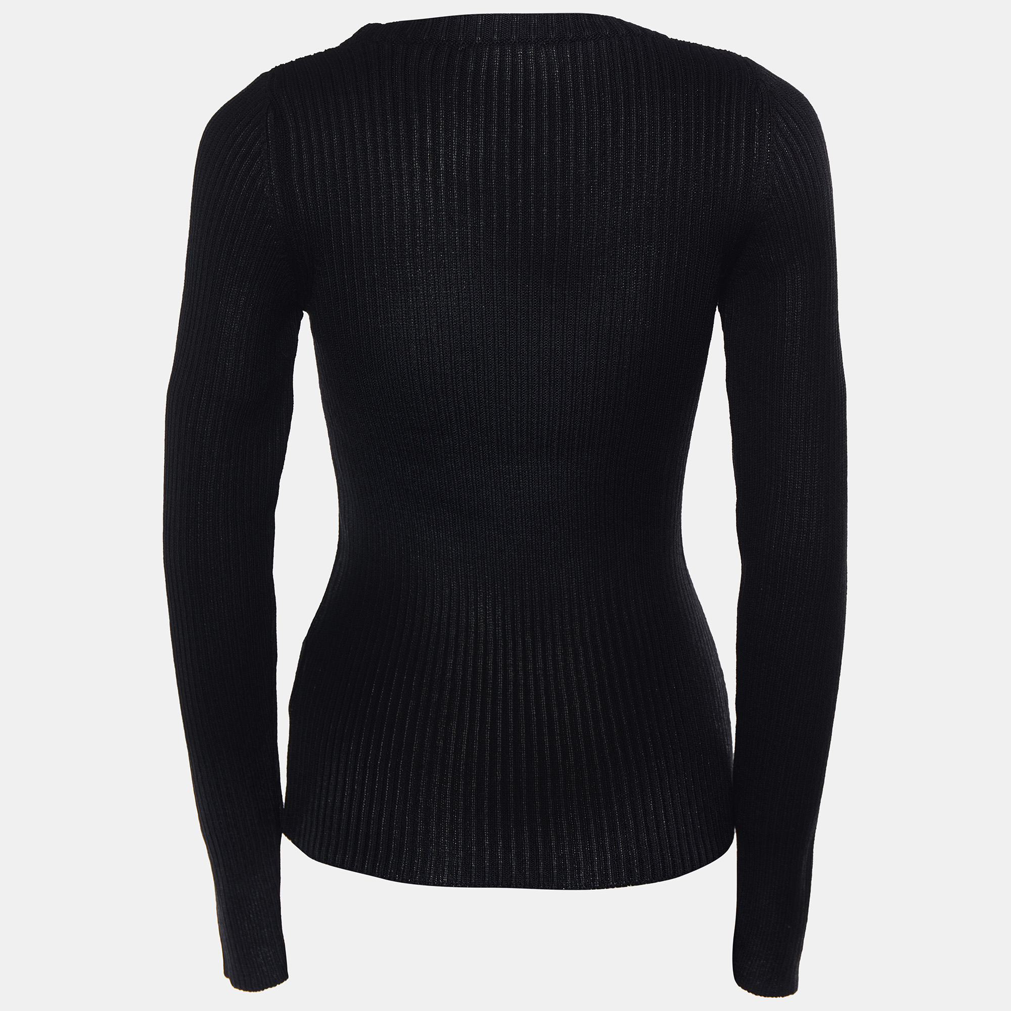 

Versace Jeans Black Textured Rib Knit Roundneck Sweater