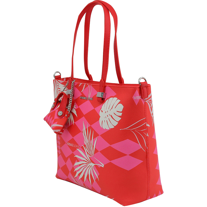 

Versace Jeans Red Print Synthetic Leather Tote Bag
