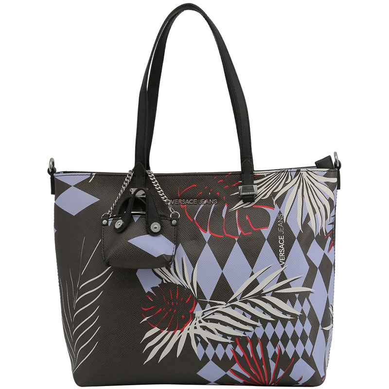 Buy Versace Jeans Black Print Synthetic Leather Tote Bag 224280 at best ...