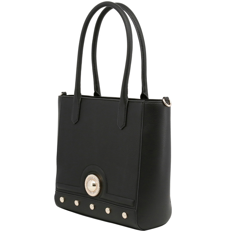 

Versace Jeans Black Synthetic Leather Studded Shoulder Bag