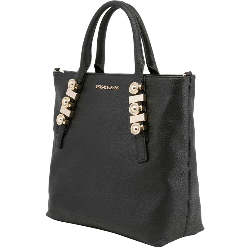 

Versace Jeans Black Pebbled Synthetic Leather Tote Bag