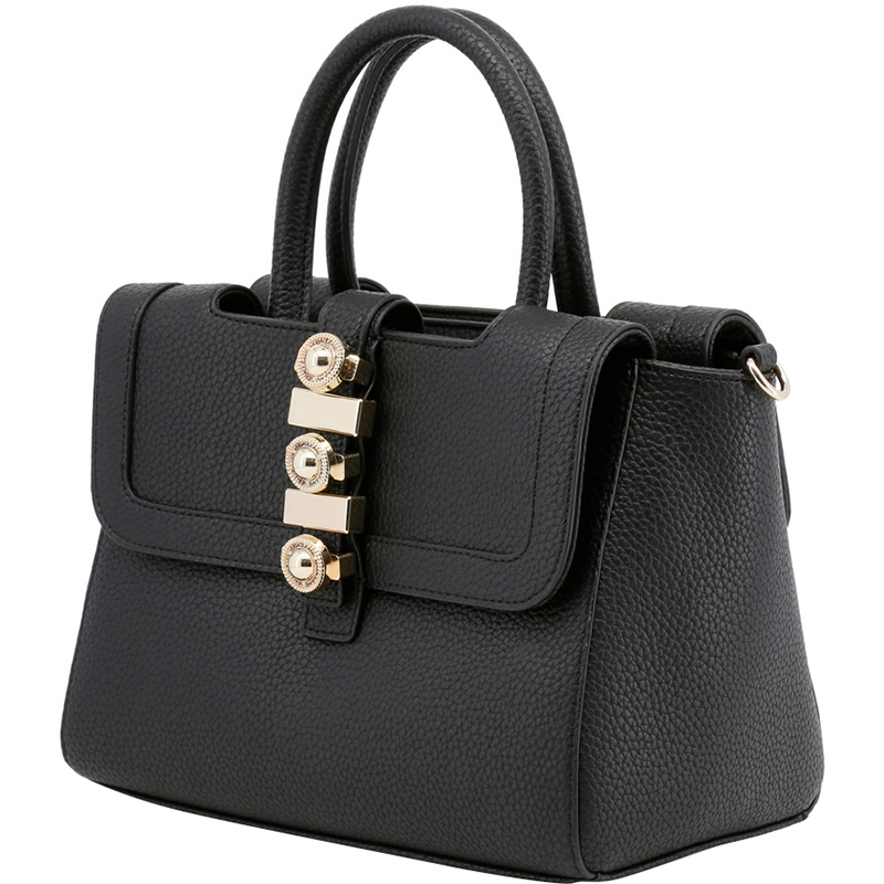 

Versace Jeans Black Pebbled Synthetic Leather Top Handle Bag