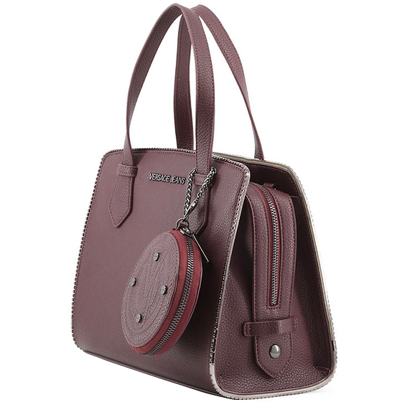 

Versace Jeans Burgundy Faux Pebbled Synthetic Leather Top Handle Bag