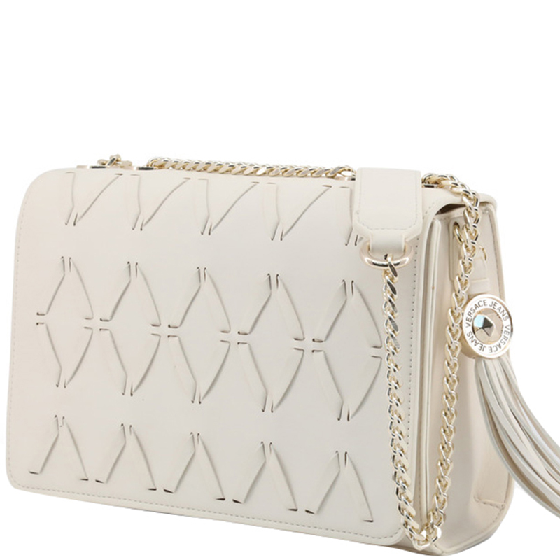 

Versace Jeans White Synthetic Leather Chain Crossbody Bag