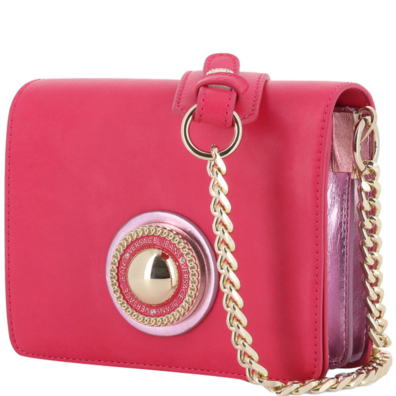 

Versace Jeans Pink Synthetic Leather Chain Crossbody Bag