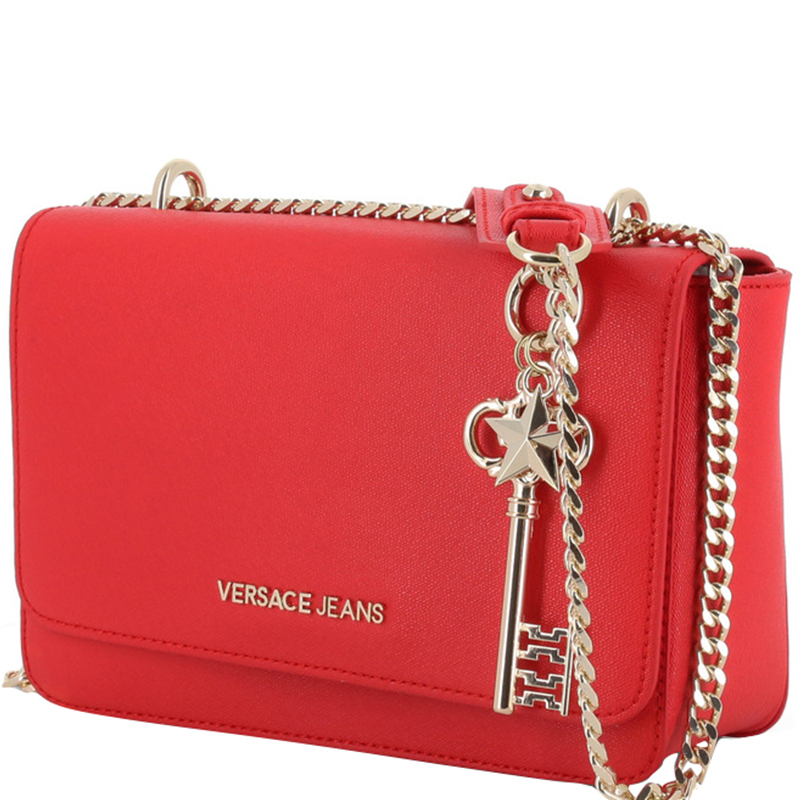 

Versace Jeans Red Synthetic Leather Chain Crossbody Bag