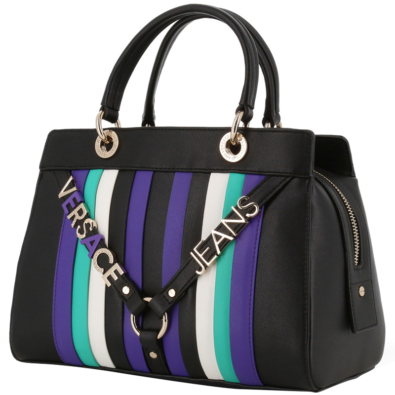 

Versace Jeans Black Synthetic Leather Top Handle Bag