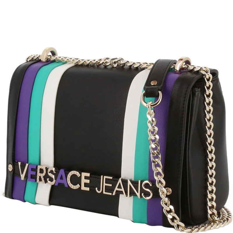 

Versace Jeans Black Synthetic Leather Chain Crossbody Bag