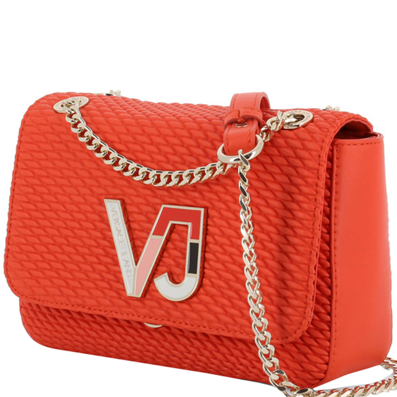 

Versace Jeans Orange Signature Synthetic Leather Chain Crossbody Bag