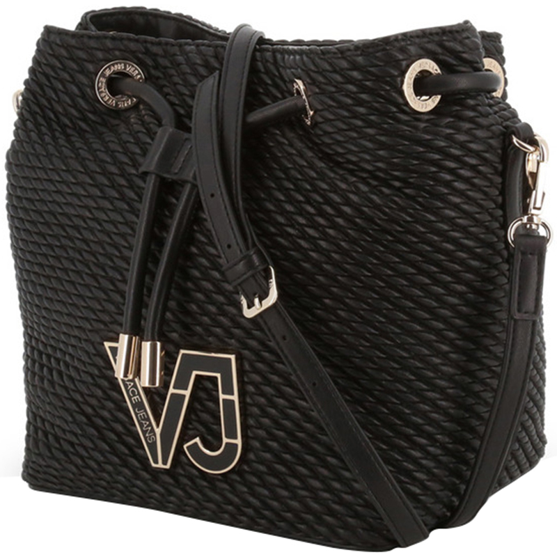 

Versace Jeans Black Signature Synthetic Leather Drawstring Shoulder Bag