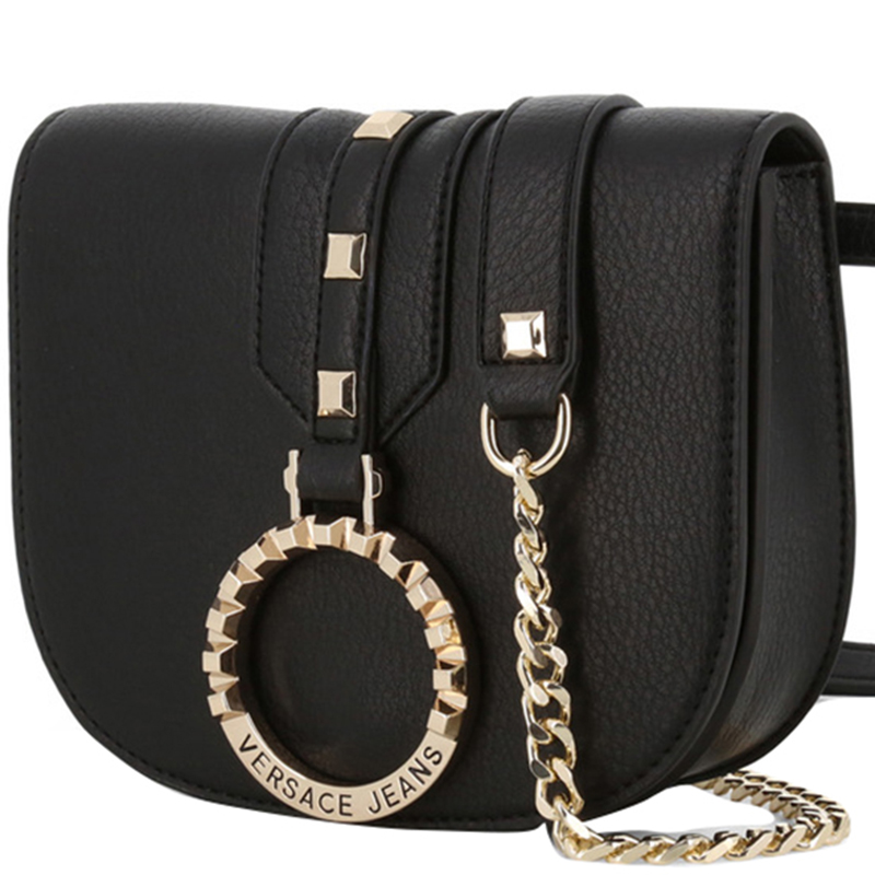 

Versace Jeans Black Synthetic Leather Chain Crossbody Bag