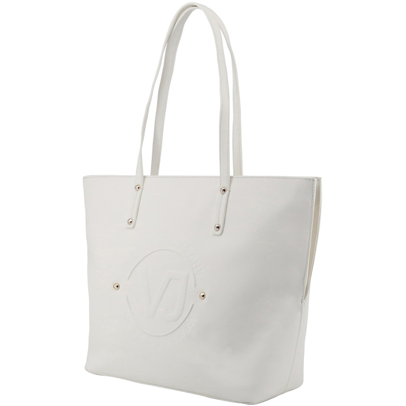 

Versace Jeans White Synthetic Leather Logo Shopping Tote