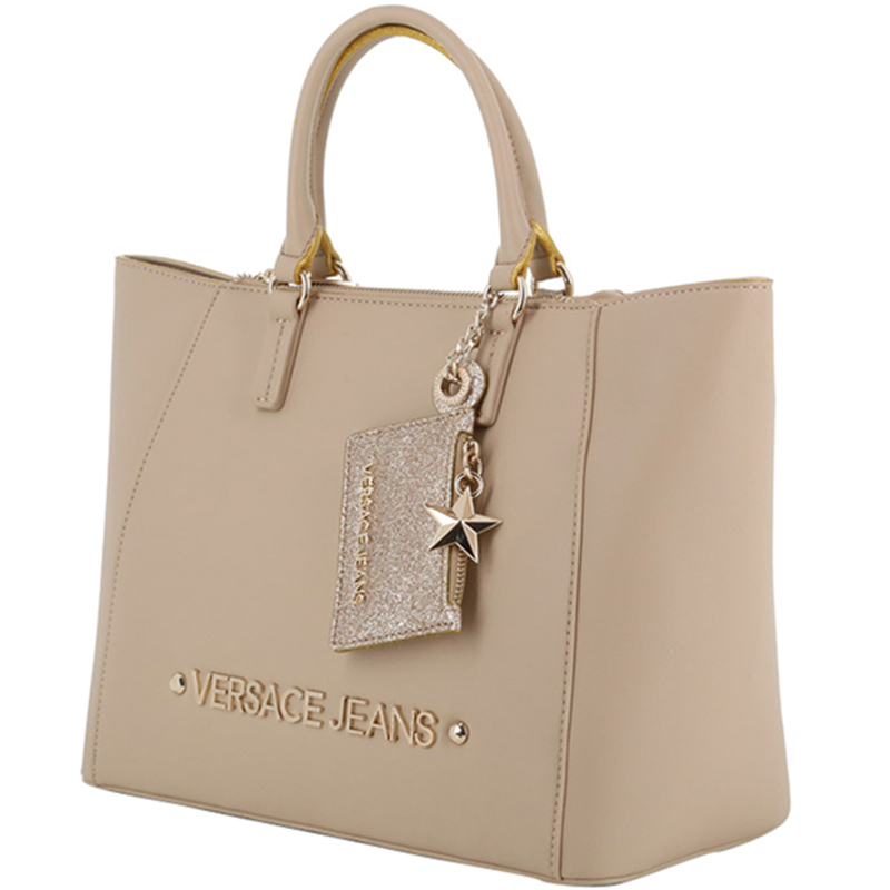 

Versace Jeans Pink Beige Synthetic Leather Tote Bag