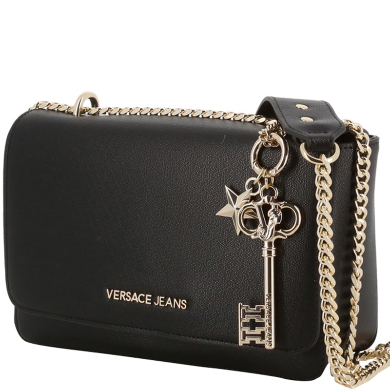 

Versace Jeans Black Faux Leather Chain Crossbody Bag