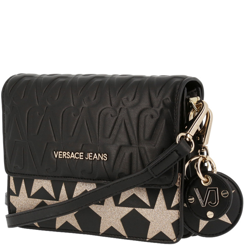 

Versace Jeans Black Signature Faux Leather Star Clutch Bag
