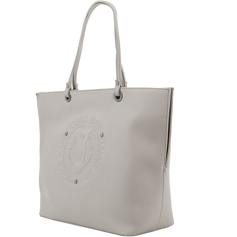 

Versace Jeans Grey Faux Leather Logo Shopping Tote