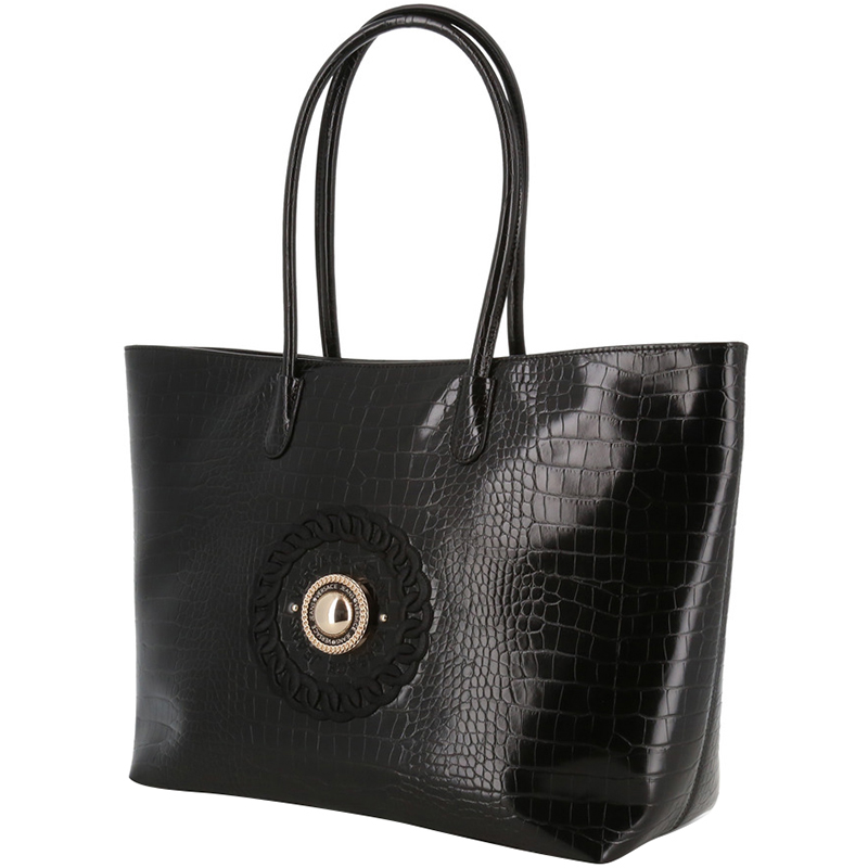 

Versace Jeans Black Embossed Synthetic Leather Tote Bag