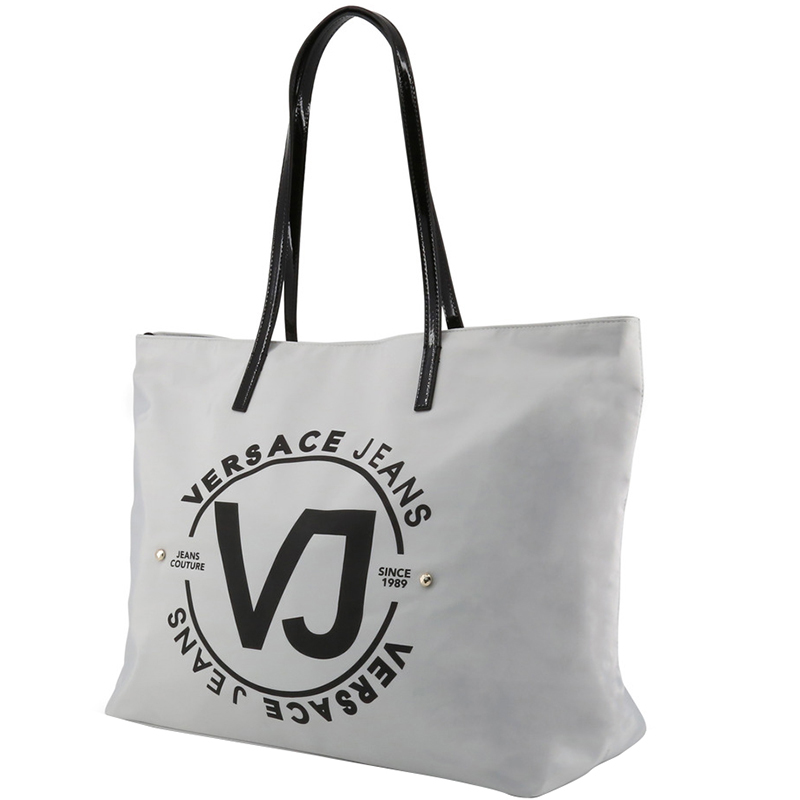 

Versace Jeans Gray Synthetic Leather Shopping Tote Bag, Grey