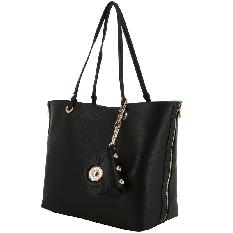 

Versace Jeans Black Synthetic Leather Shopping Tote Bag