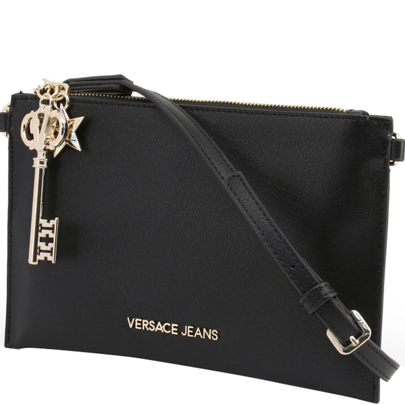 

Versace Jeans Black Faux Leather Key Charm Clutch Bag