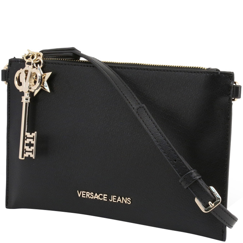 

Versace Jeans Black Faux Leather Key Charm Clutch Bag