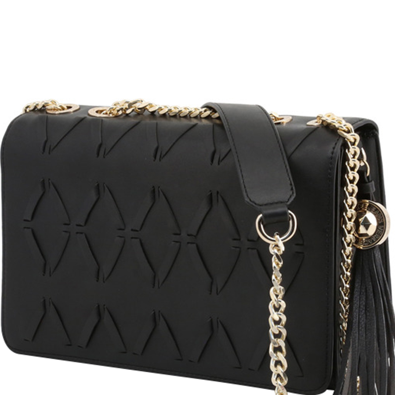 

Versace Jeans Black Faux Leather Tassel Shoulder Bag