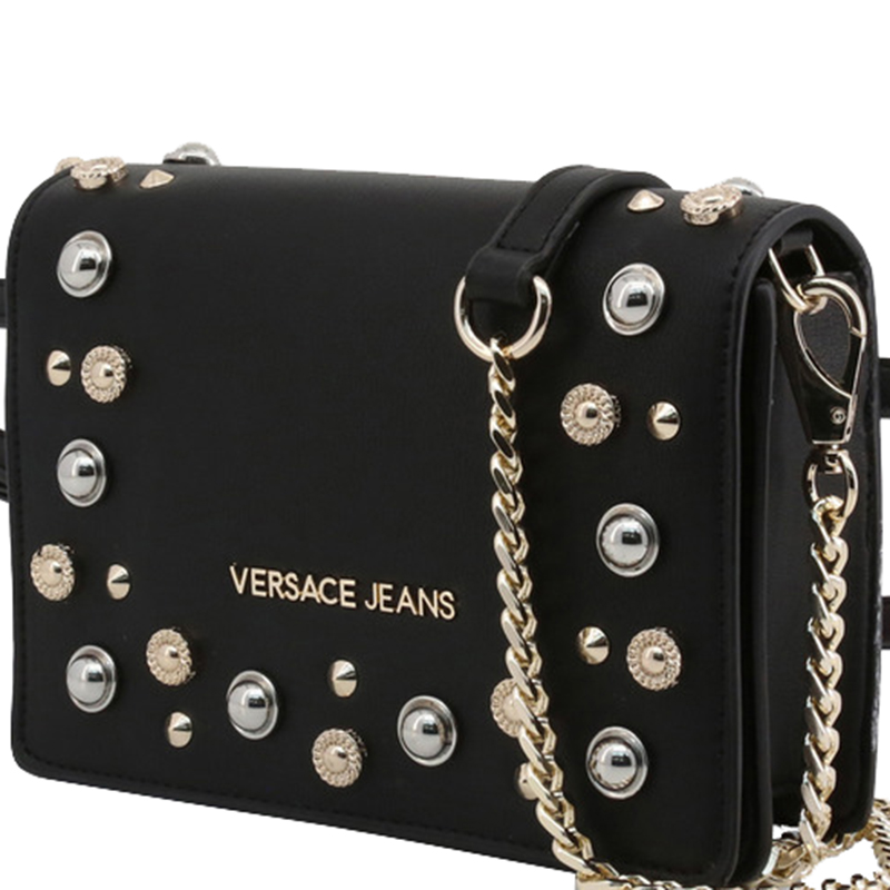 

Versace Jeans Black Faux Leather Embellished Crossbody Bag