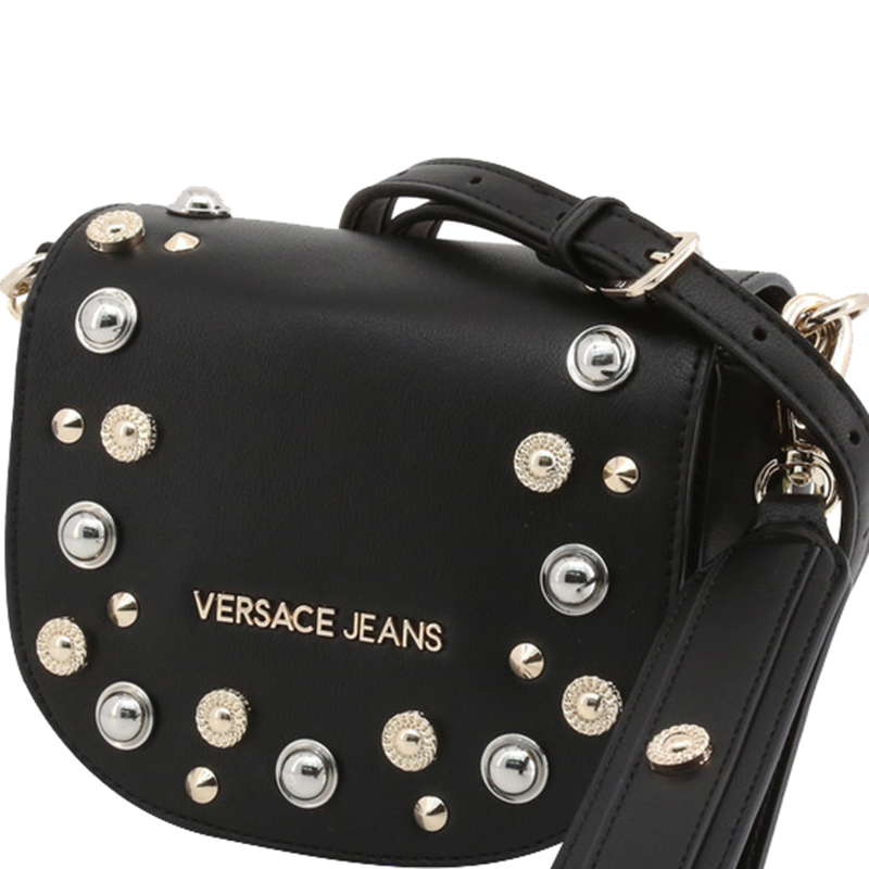 

Versace Jeans Black Faux Leather Embellished Crossbody Bag