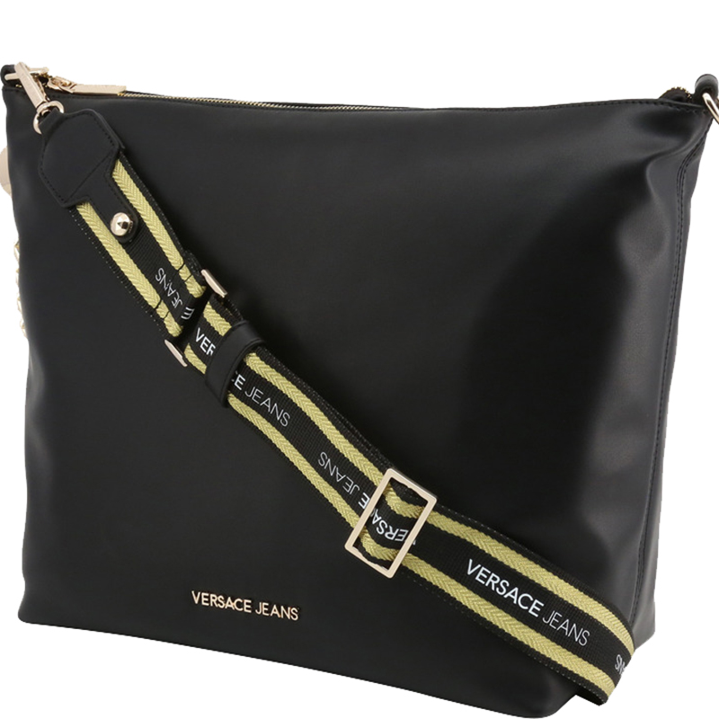 

Versace Jeans Black Faux Leather Messenger Bag