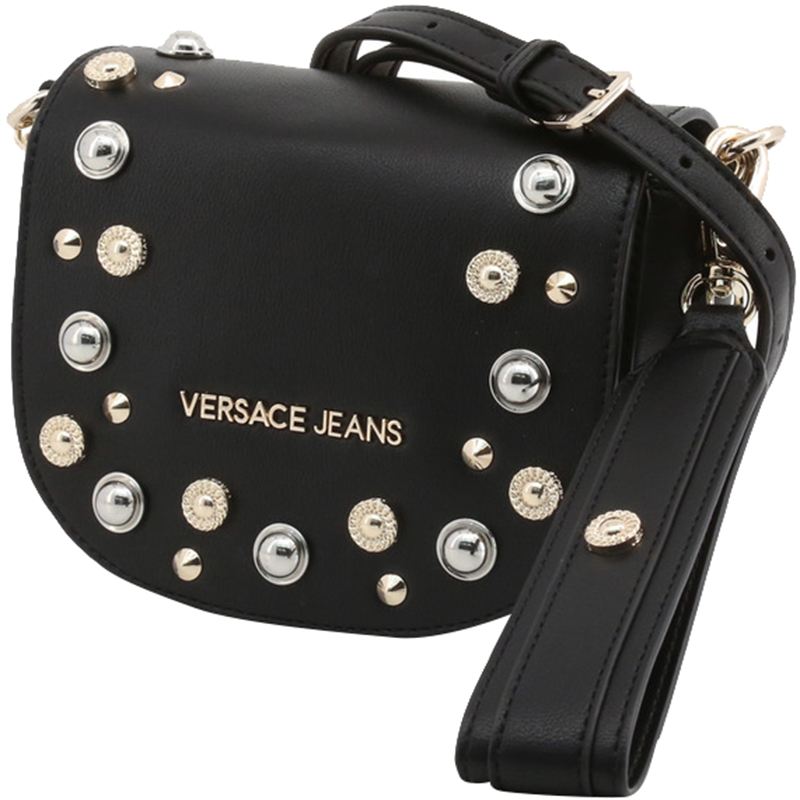 

Versace Jeans Black Faux Leather Embellished Crossbody Bag