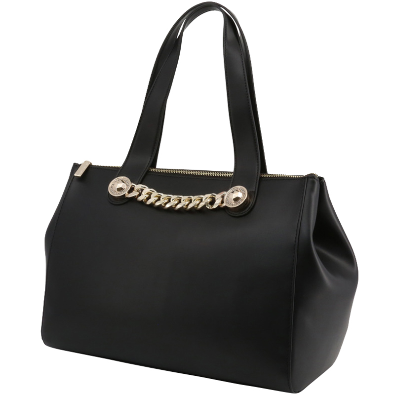 

Versace Jeans Black Faux Leather Satchel Bag