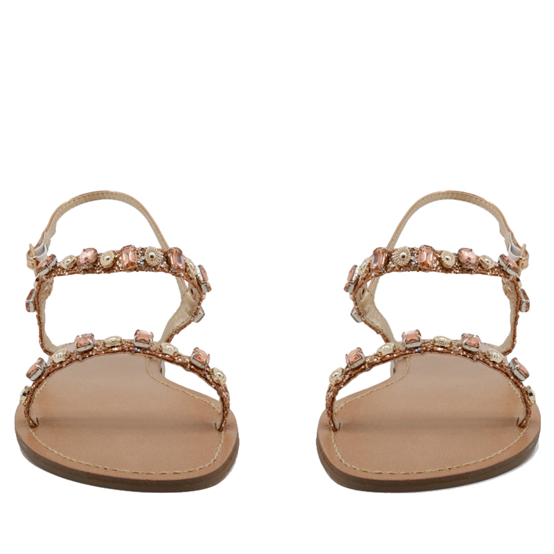 

Versace Jeans Brown/Gold Studs Faux Leather Flat Sandals Size