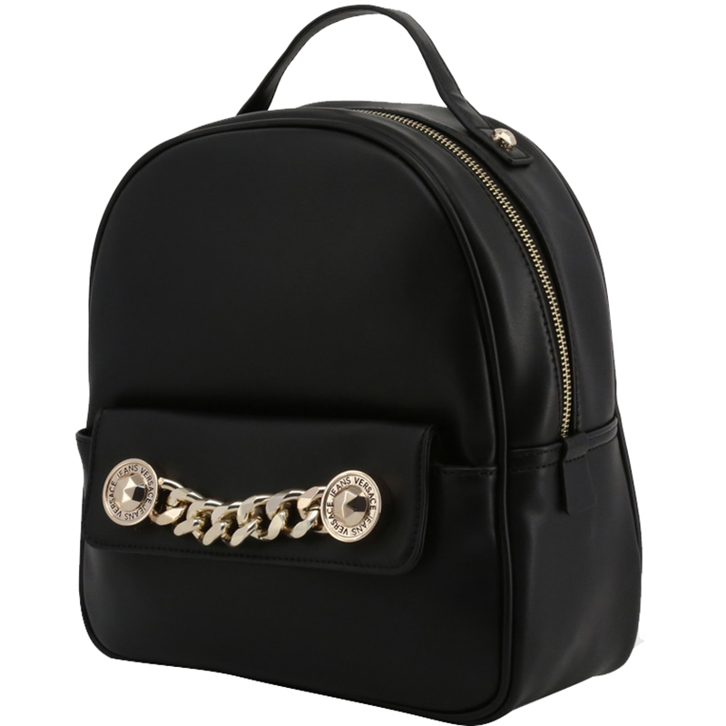 

Versace Jeans Black Faux Leather Backpack