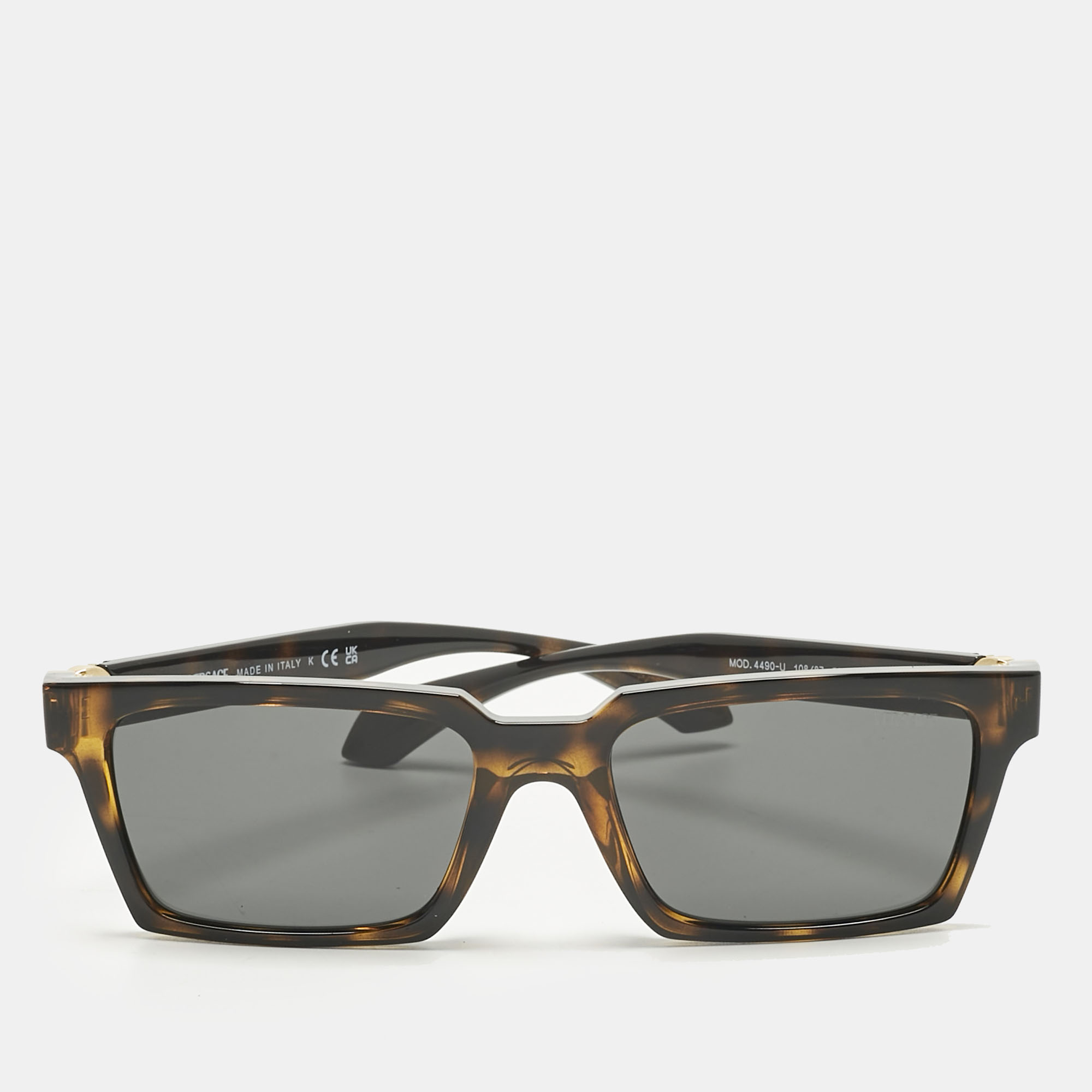 

Versace Tortoise Brown MOD 4490 U Medusa Rectangle Sunglasses