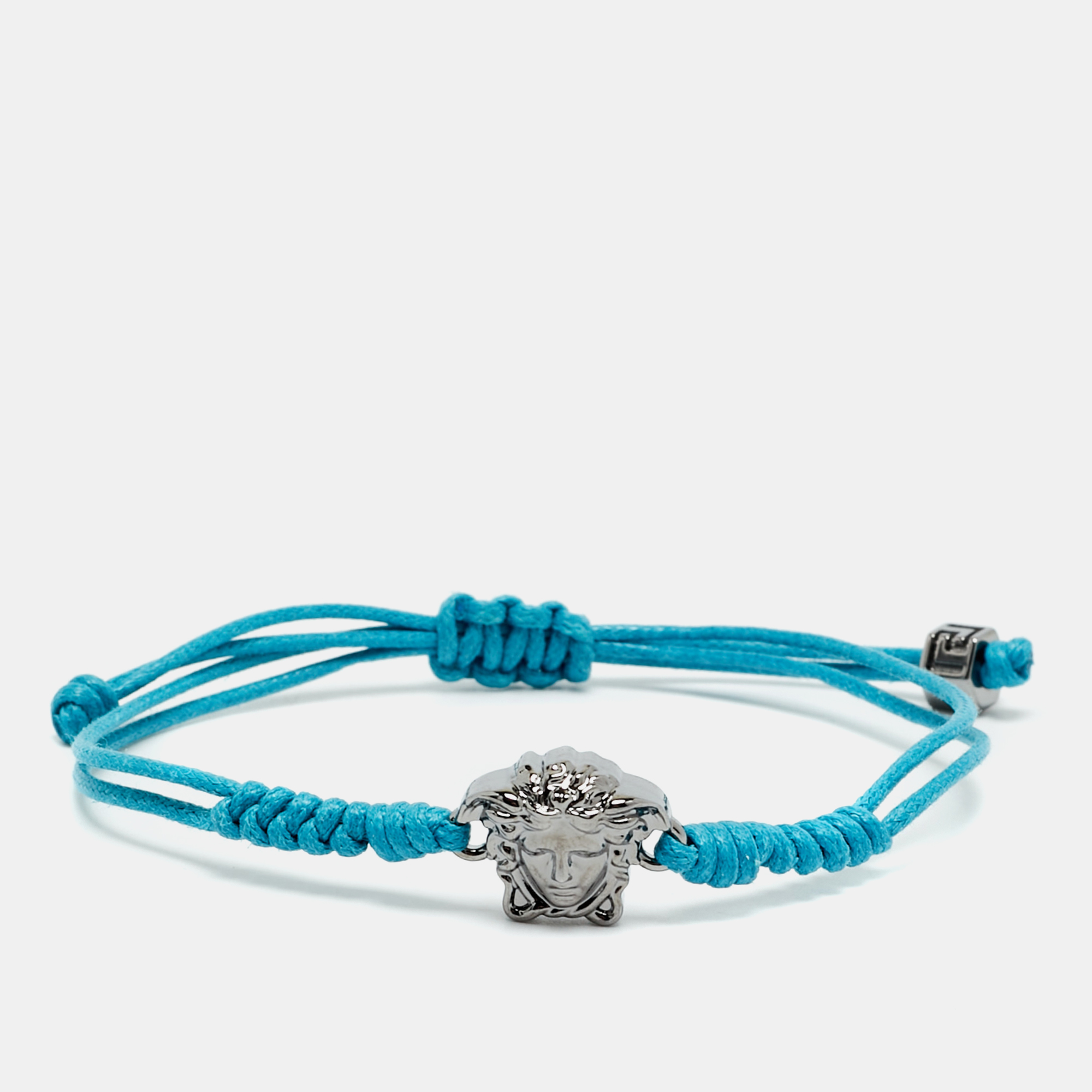 Pre-owned Versace Medusa Gunmetal Tone Cord Bracelet