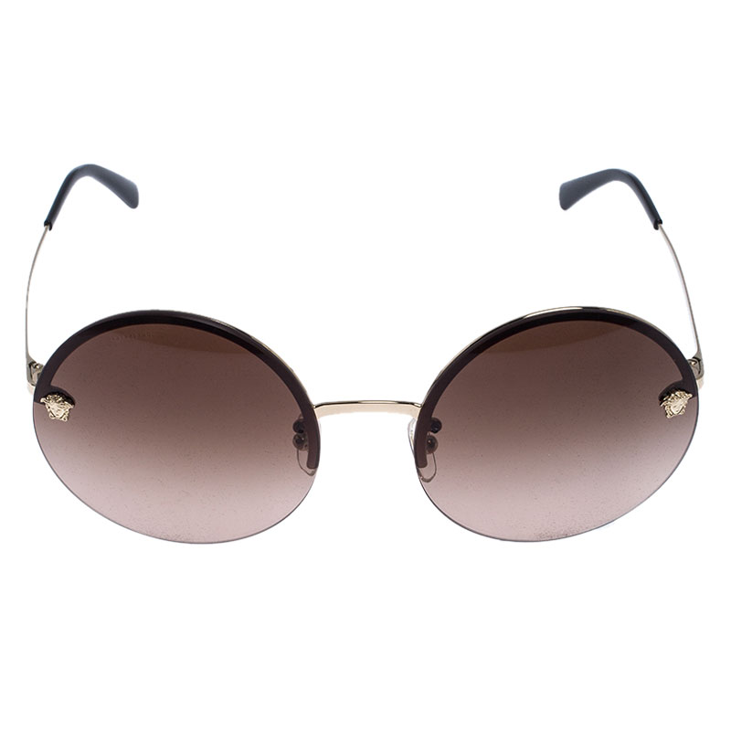 

Versace Pale Gold/ Brown Gradient 2176 Round Sunglasses