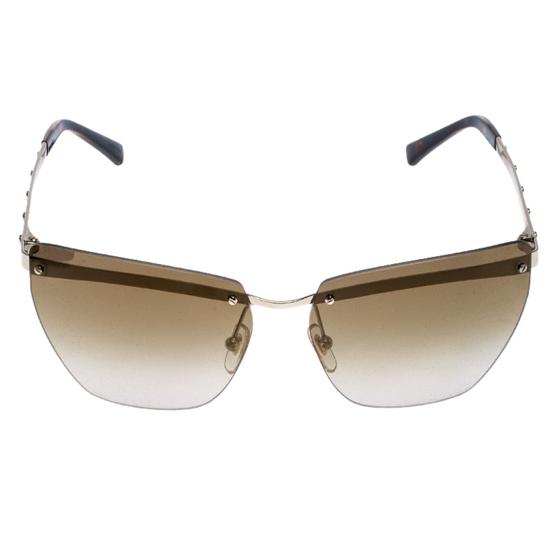 

Versace Pale Gold /Gold Gradient 2190 Rimless Cat Eye Sunglasses