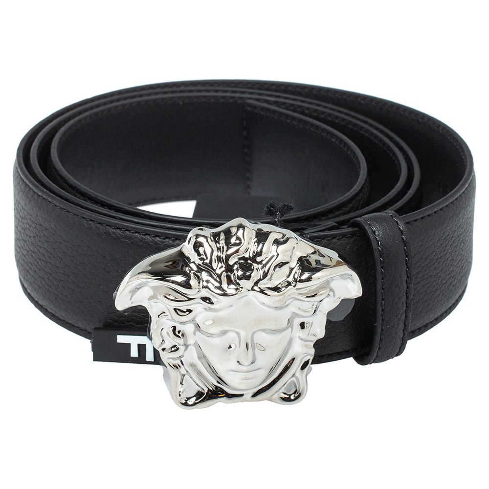 

Versace Black Leather Medusa Buckle Belt