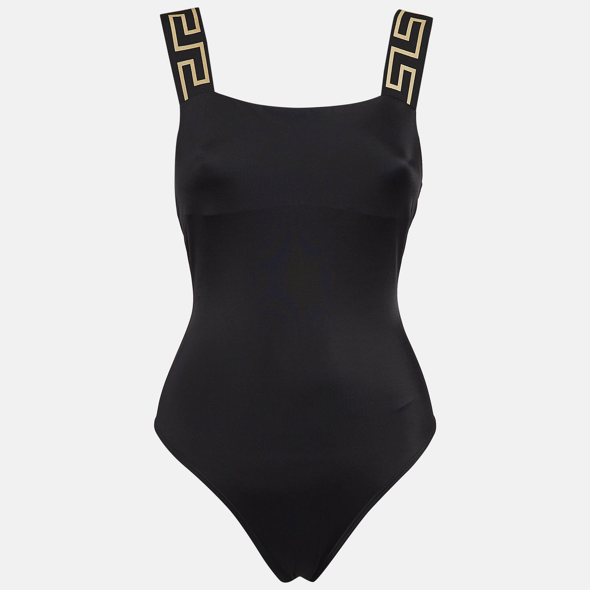 

Versace Black Jersey and Chiffon Swimsuit With Cover-Up Skirt S/M