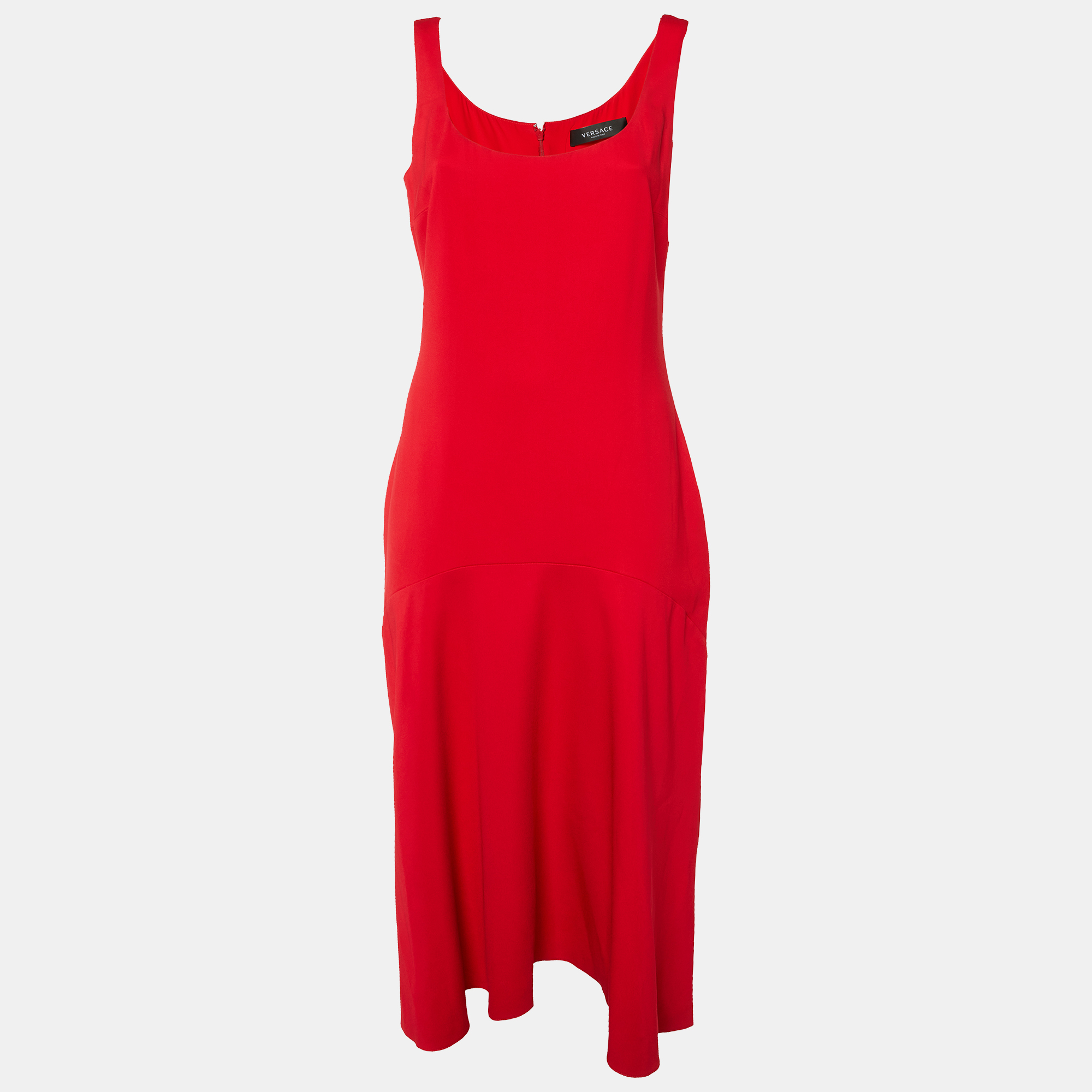 

Versace Red Crepe Sleeveless Dress M