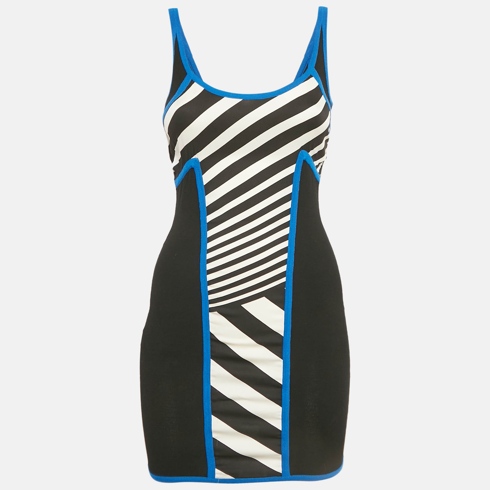 

Versace Black Striped Panel Jersey Sleeveless Mini Dress S